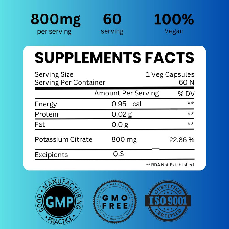 Potassium Citrate 800 mg High Absorption Potassium Supplement