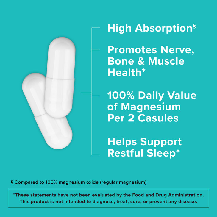 Qunol Magnesium Capsules 420mg, High Absorption Magnesium Supplement, Extra