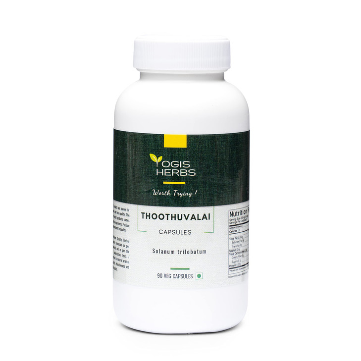 YOGIS HERBS Thoothuvalai Capsules (Solanum Trilobatum) 90 Veg Capsules