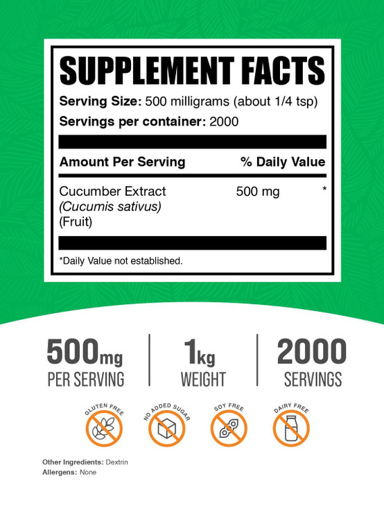 BulkSupplements.com Cucumber Extract Powder - Cucumber Supplement, for Hydration