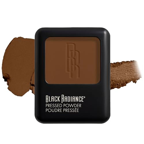 Black Radiance Pressed Powder, Pigment-Rich Matte Finish for Medium to Dark Skin Tones, Oil-Absorbing Compact with Mirror & Sponge - Warm Hazelnut