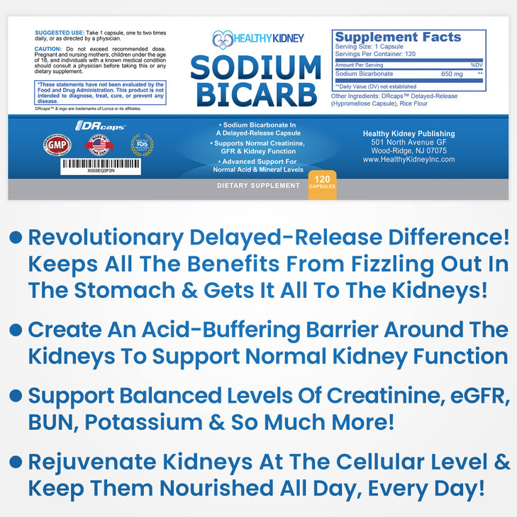 Sodium Bicarbonate 650mg Capsules Delayed Release for Supporting Normal Kidney