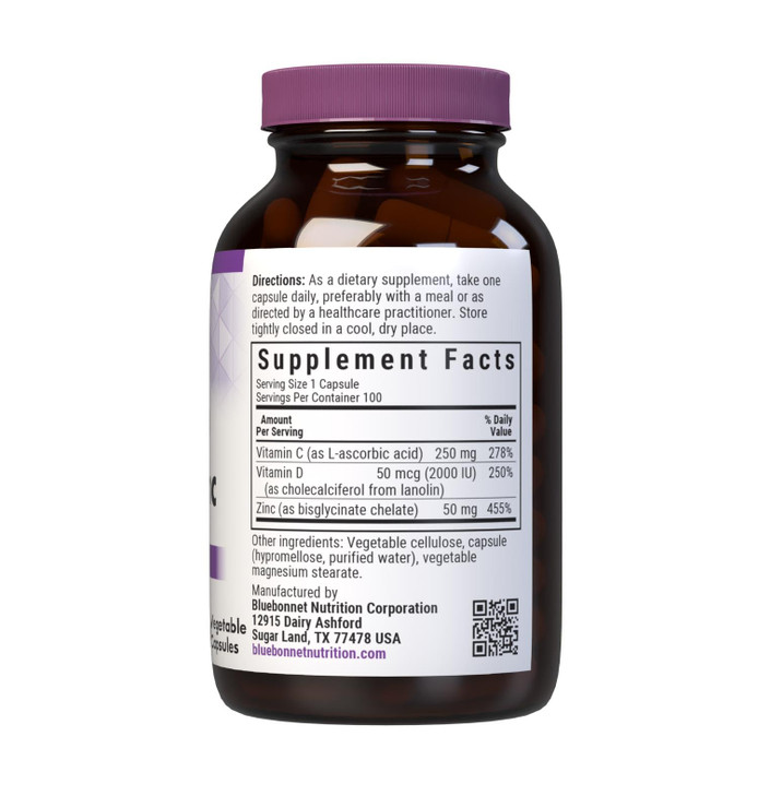 Bluebonnet Nutrition Vitamin C, D3 & Zinc, for Immune Health and Respiratory