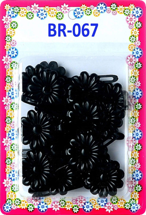 Tara Girls Self Hinge Plastic Bow Hair Barrettes Selection (BLACK DAISY)