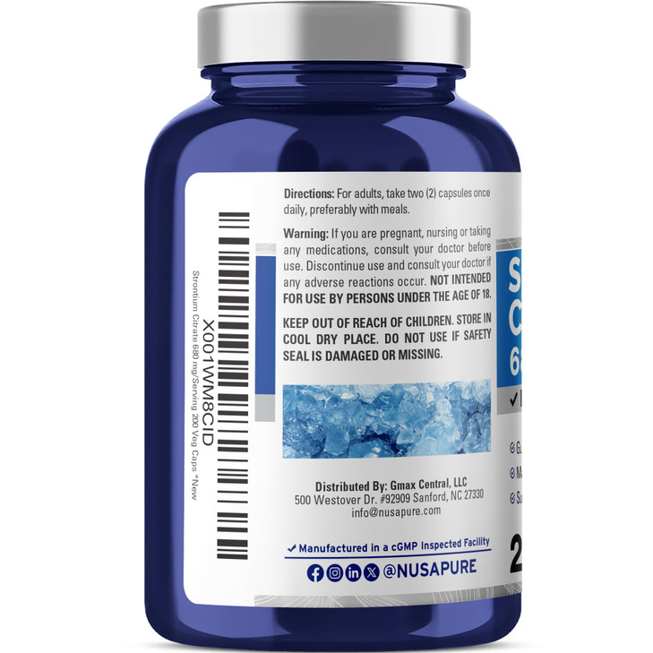 NusaPure Strontium Citrate - Suitable for Vegetarian/Vegan, Non