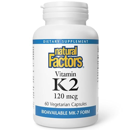 Natural Factors, Vitamin K2 120 mcg, Supports Bone and Vascular Health, 60