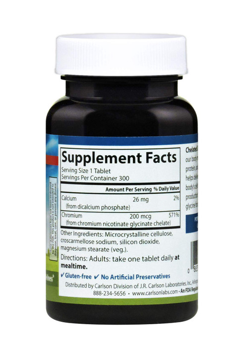 Carlson Chelated Chromium 200 mcg Superior Absorption