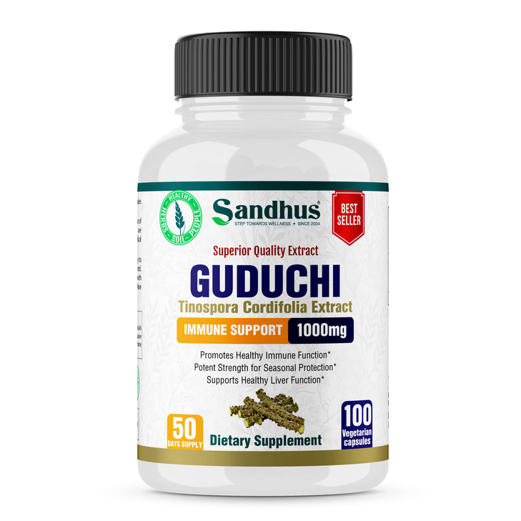 Sandhu's Guduchi (Tinospora Cordifolia) Giloy 100 Vegetarian Capsules Immune
