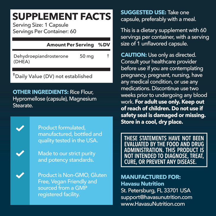 DHEA 50mg Supplement for Hormone Balance - Supports Energy