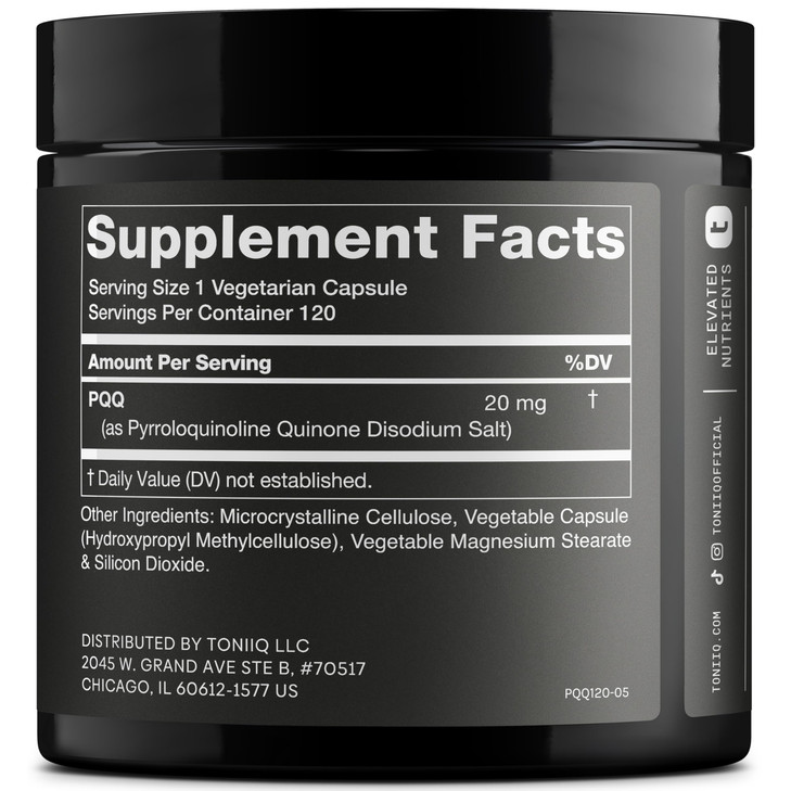 Toniiq 99%+ 20mg Supplement - Ultra High Purity PQQ 20mg Concentrated Formula