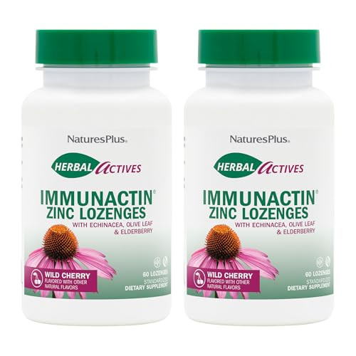NaturesPlus Herbal Actives ImmunActin - 60 Zinc Lozenges, Pack of 2