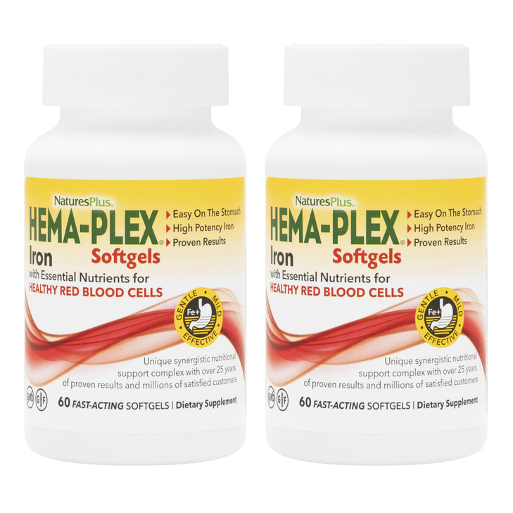 NaturesPlus Hema-Plex Iron - 60 Fast-Acting Softgels - 2 Pack