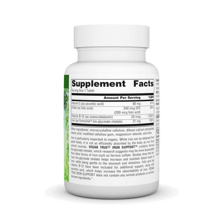 Source Naturals Vegan True Iron Support, Gentle on The Stomach and Chelated