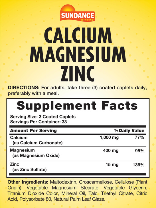 Sundance Calcium Magnesium Zinc - 100 Caplets