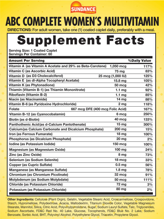 Sundance Women's ABC Complete Multivitamin - 60 Caplets