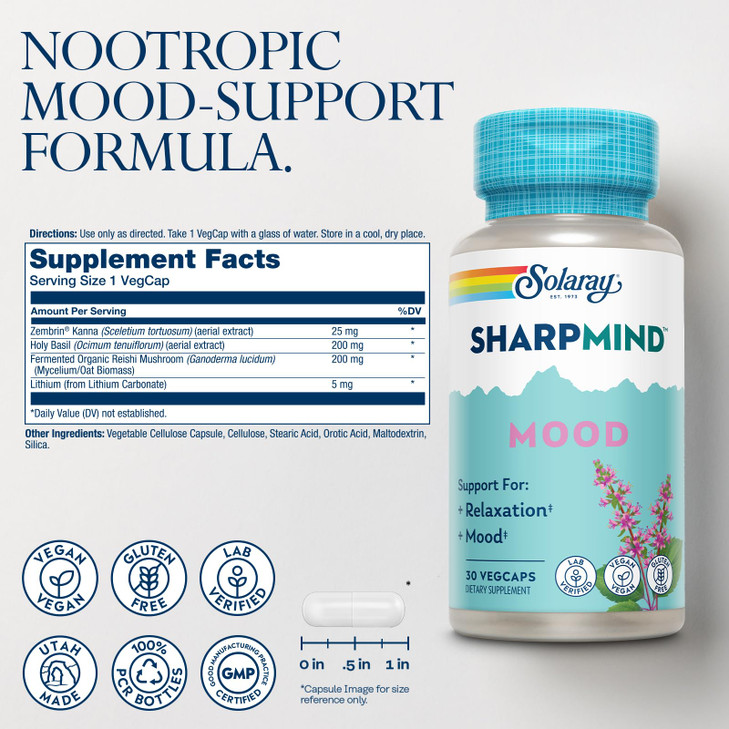 SOLARAY SharpMind Mood Support Supplement, Nootropic for Relaxation