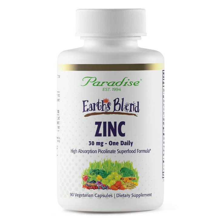 Paradise Herbs Zinc Supplements with Picolinate and Natures C, for Immune