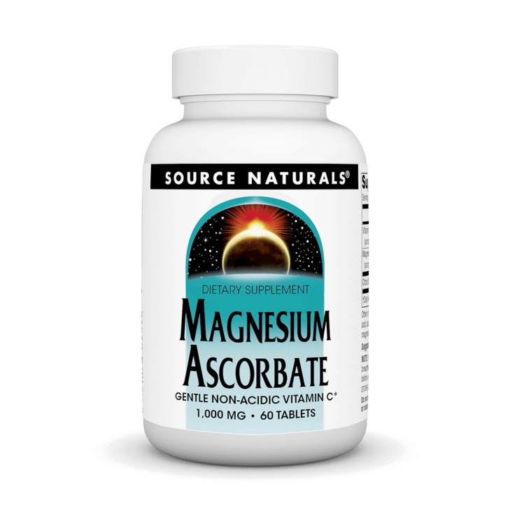 Source Naturals Magnesium Ascorbate, Non-Acidic Vitamin C* -1000 mg, 60 Tablets