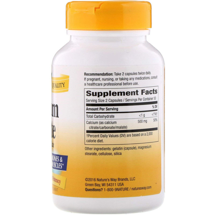 Nature's Way Calcium Citrate, Carbonate and Malate, Supports Bone Health*, 100