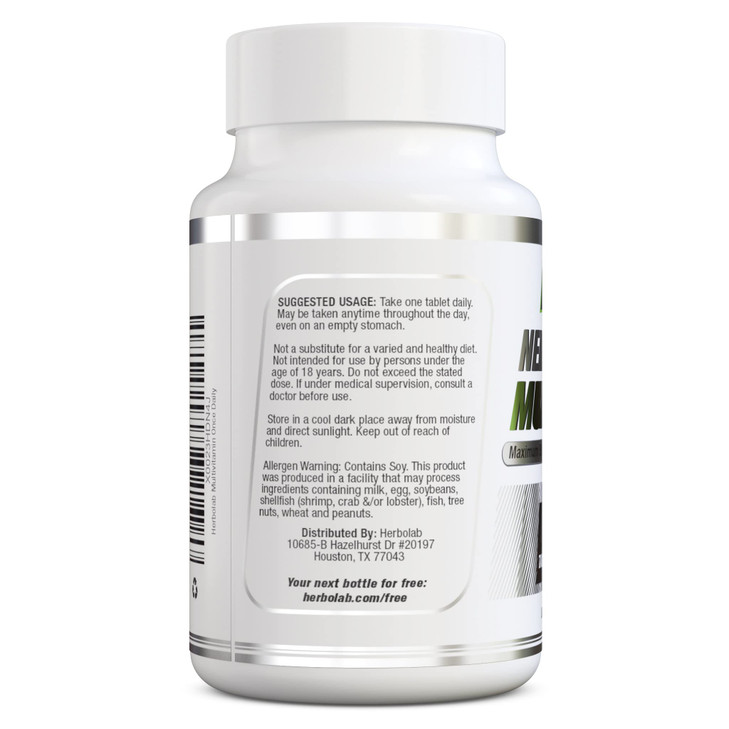 herbolab Multivitamin Once Daily, Max Strength Vitamins A, C, D, E, K, B1, B2