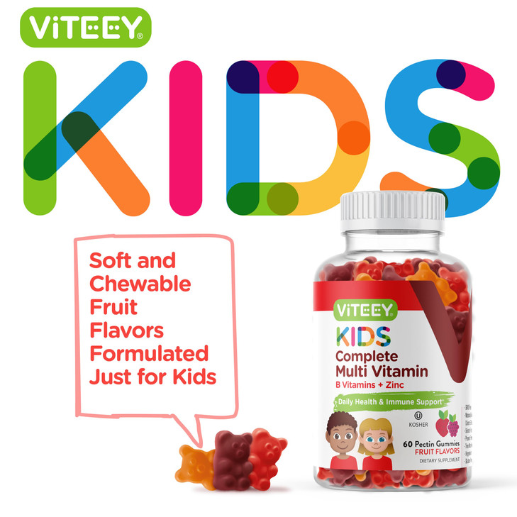 Viteey Kids Multivitamin Gummies, Complete Daily Essential Kids Vitamins
