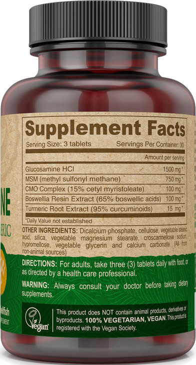 DEVA Vegan Glucosamine MSM & CMO, CMO, Turmeric Extract, Boswellia Extract