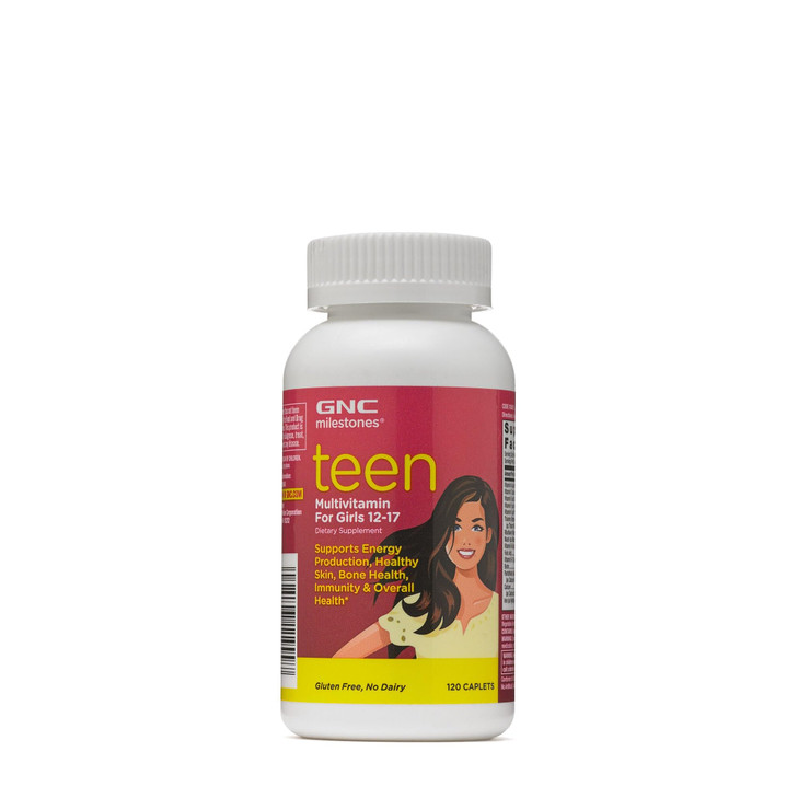 GNC Milestones Teen Multivitamin for Girls 12-17, 120 Caplets, Supports Energy