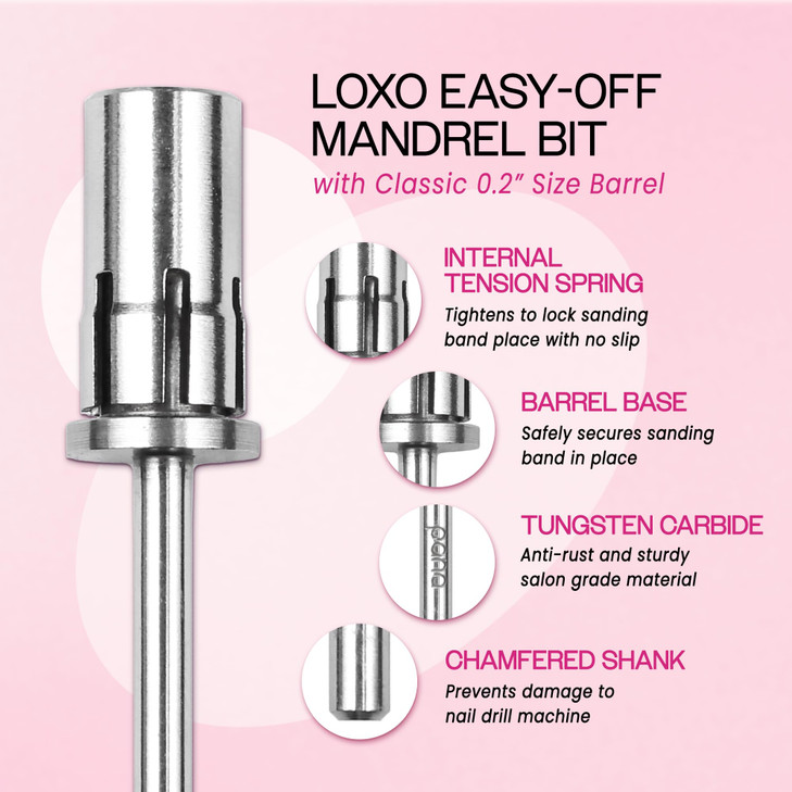 pana Loxo Silver Color Easy-Off Mandrel Bit 3/32Inch Shanks- For Nail Drill/File Made in USA