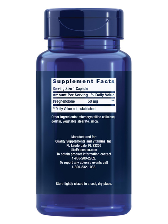 Life Extension Pregnenolone, neurohormone, Promotes Memory Health and Brain