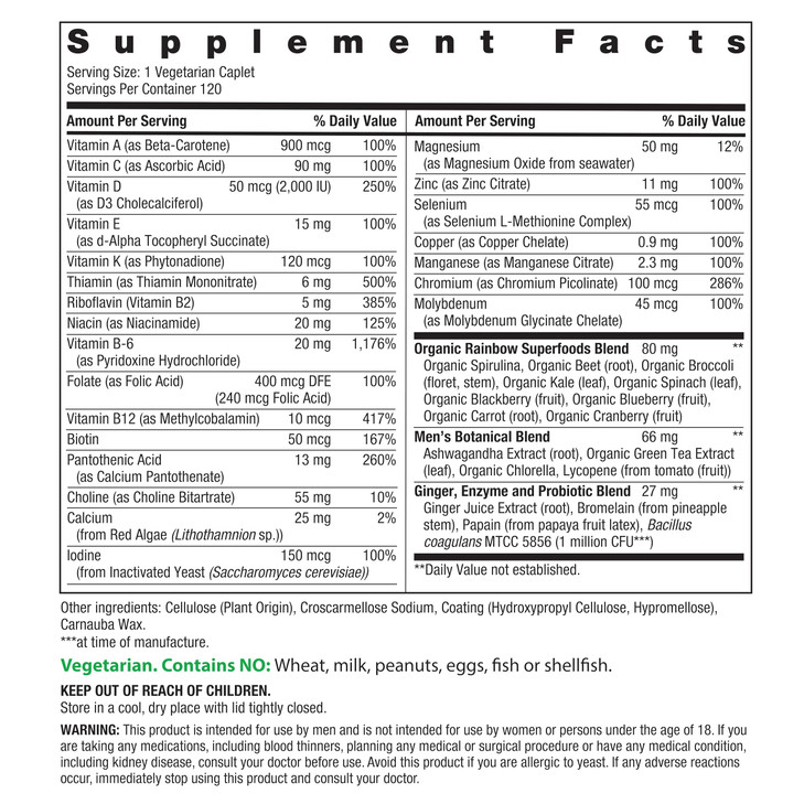 Rainbow Light Mens One Multivitamin, Men's Daily Multivitamin Provides