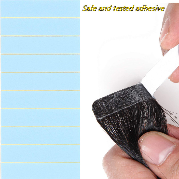 RINBOOOL Hair Extensions Tape Tabs 60 Pieces, Double Sided, for Tape in Hair Extensions Replacement(Blue)