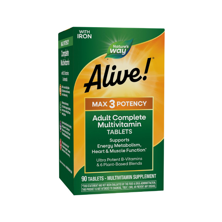 Nature's Way Alive! Max3 Potency Daily Multivitamin, Methylated B12 and Folate