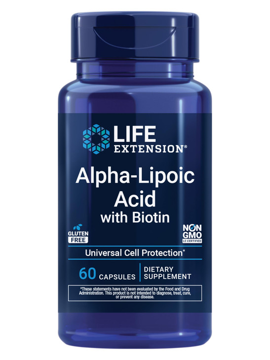 Life Extension Alpha-Lipoic Acid with Biotin, for Cell Protection, Universal