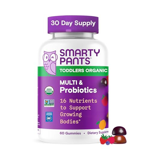 SmartyPants Organic Toddler Multivitamin Gummies: Probiotics, Omega 3 (ALA)