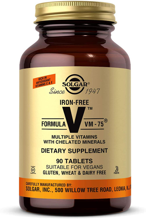 Solgar Iron-Free Formula VM-75, 90 Tablets - Multivitamin with Chelated Minerals