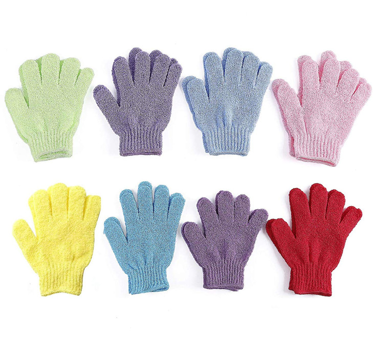 8 Pairs Double Sided Exfoliating Gloves Body Scrubber Scrubbing Glove Bath Mitts Scrubs for Shower, Body Spa Massage Dead Skin Cell Remover Mooerca
