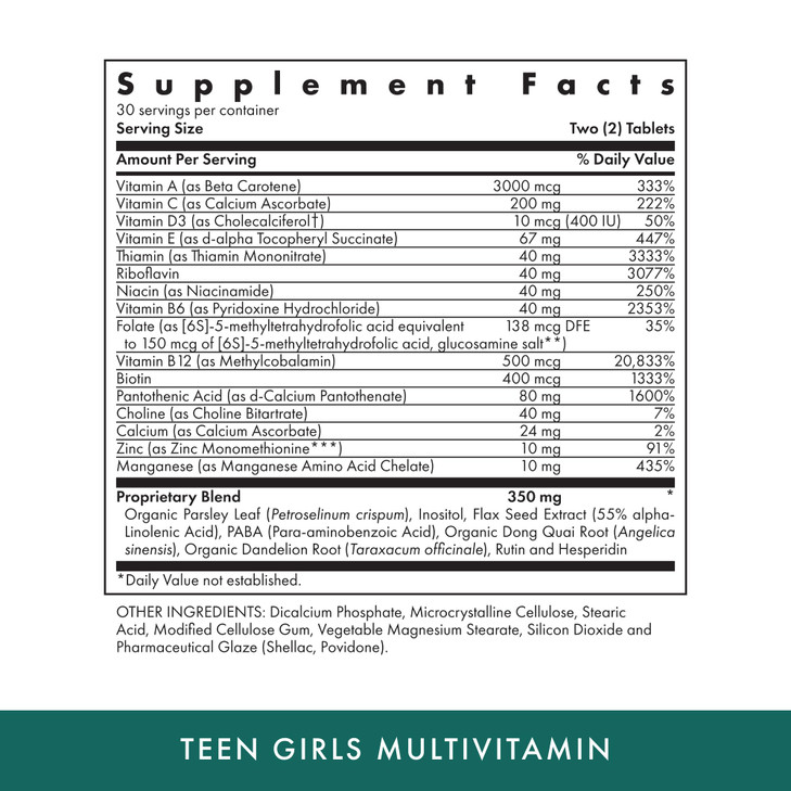 Michael's Health Naturopathic Programs Teen Girls Multivitamin