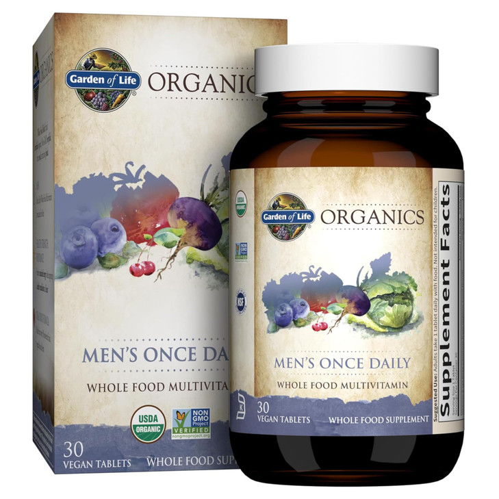 Garden of Life Once Daily Whole Food Multivitamin for Men, Organic Mens Vitamins