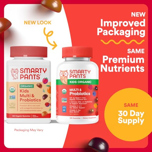 SmartyPants Organic Kids Multivitamin Gummies: Probiotics, Omega 3 (ALA)