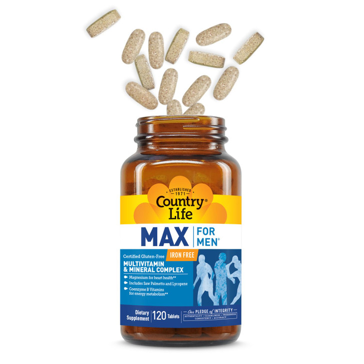 Country Life Max for Men Multivitamin: Iron-Free, Gluten Free, Saw Palmetto