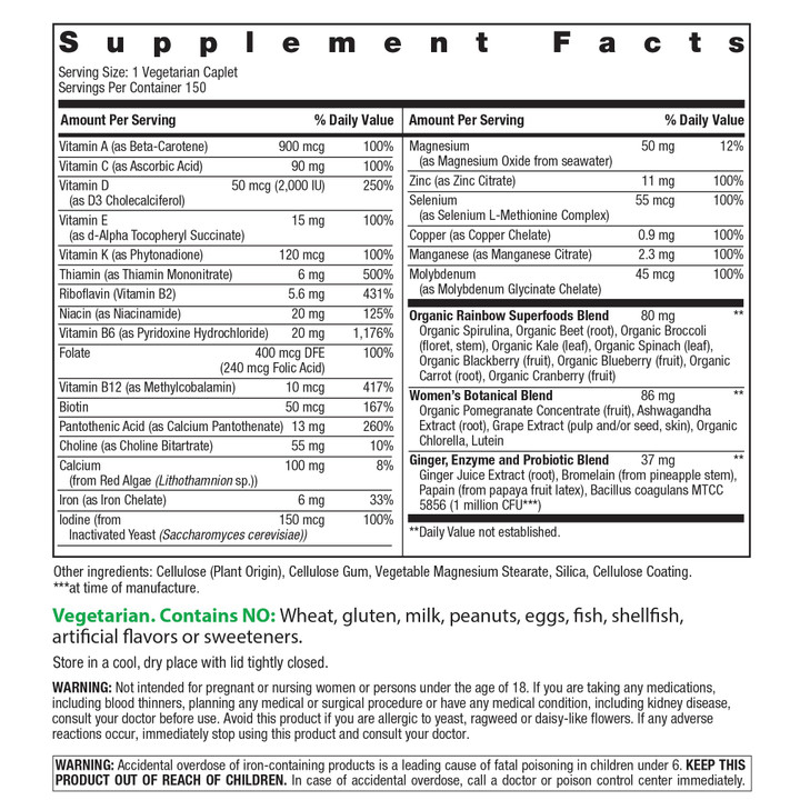 Rainbow Light Womens One High-Potency Daily Multivitamin, Womens Multivitamin