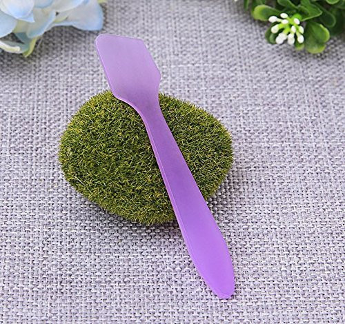 100Pcs 8cm Disposable Plastic Cosmetic Facial Pack Spoon Spatula Facial Cream Mini Scoop Mud Facial Pack Stirrer Muddler Applicator DIY Beauty Tool (