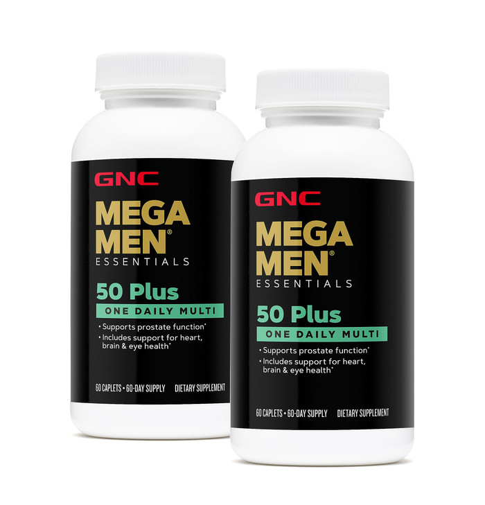 GNC Mega Men 50 Plus One Daily Multivitamin, Twin Pack, 60 Caplets per Bottle