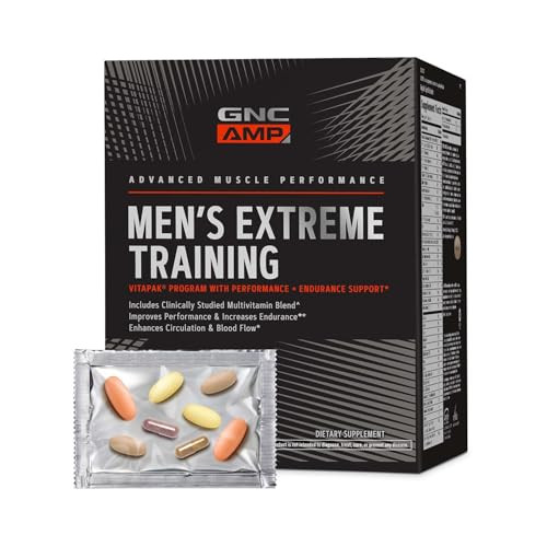 GNC AMP Mens Extreme Training Vitapak Program, 5 Products in 1, Convenient