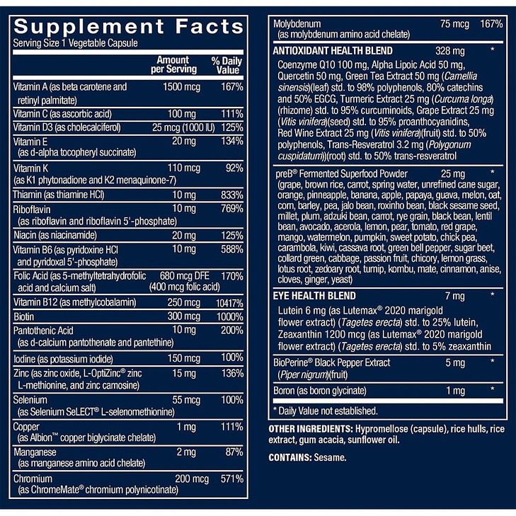 Vthrive Once-Daily Bioactive Multivitamin for Men 50+ Comprehensive Formula