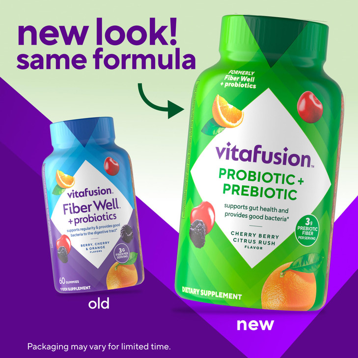 vitafusion Probiotic + Prebiotic Fiber Gummies for Adults, Probiotic Supplement