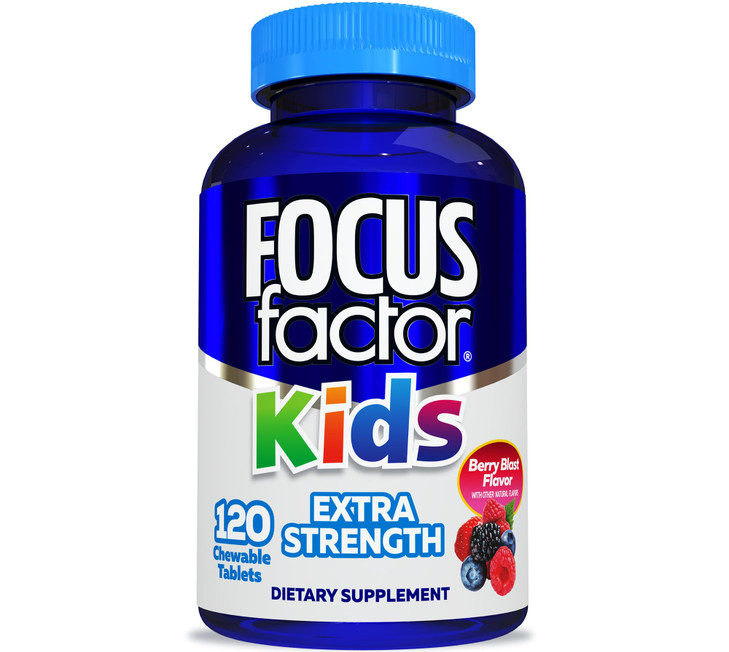 Focus Factor Kids Extra Strength Daily Chewable for Brain Health Support, 120
