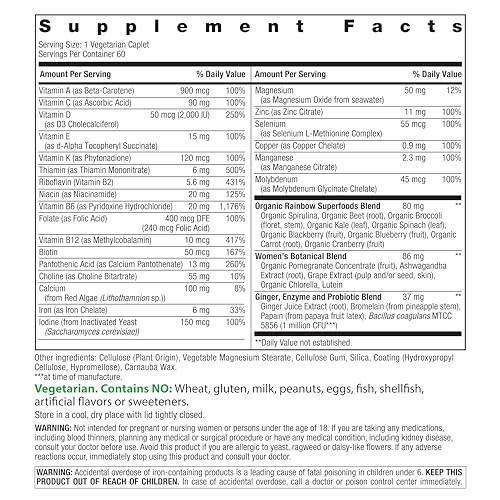 Rainbow Light Multivitamin for Women, Vitamin C, D & Zinc, Probiotics, Womenâs