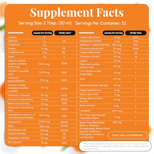 Buried Treasure VM100 Daily Liquid Multivitamin for Adults with Dose Cup