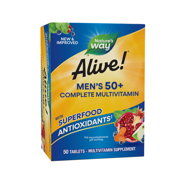 Natures Way Alive! Mens 50+ Complete Multivitamin, Supports Healthy Brain
